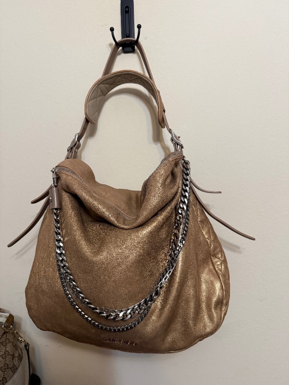Jimmy Choo gold leather hobo